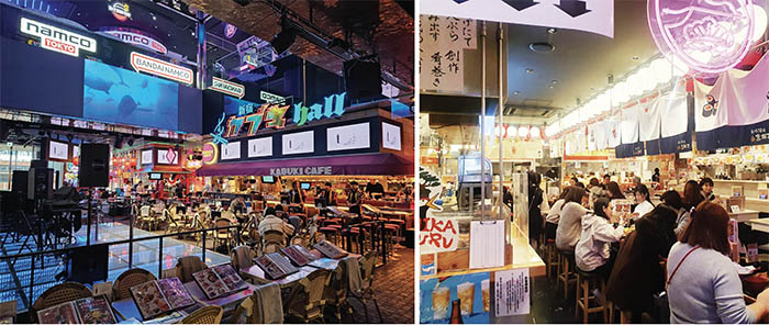 일본은 현재 포장마차 스타일의 음식점이 트렌드를 주도하며 호황을 누리고 있다. 사진은 오사카 다이마루 백화점 지하 푸드코트, 신주쿠 글러브 호텔, 롯본기 힐스 등 선술집 스타일의 외식공간. 사진=식품외식경제 DB